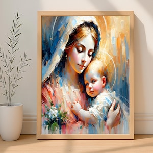 Virgin mary and baby jesus Printable Wall Art Decor Virgencita poster printable art DIGITAL DOWNLOAD ONLY