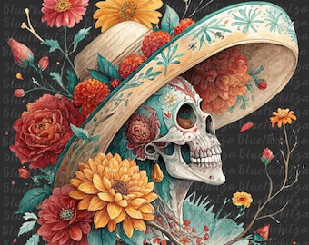 Dia de los Muertos png Sublimation viva Mexican hat png Dtf Design Digital Download PNG day of the dead Tshirt png Design Sugar Skull Png