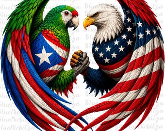 Puerto Rico USA Eagle Parrot PNG, Boricua American Pride Sublimation, Puerto Rican Flag Bird Design, Patriotic Shirt PNG, Digital Download
