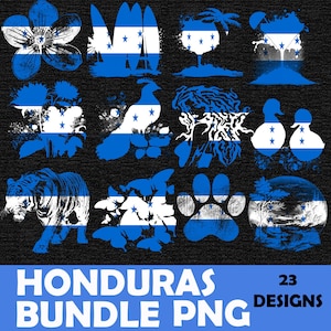Popular Honduras PNG Cliparts Designs Bundle 23 Designs Patriotic Hondureña Honduran Latino PNGs Sublimation Clipart Designs For Shirts