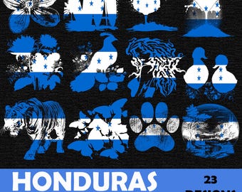 Populaire Hondurese PNG-clipartontwerpen: bundel met 23 patriottische Hondurese Latino PNG-sublimatieclipartontwerpen voor shirts.
