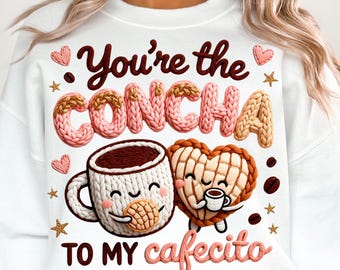 Chisme y Cafecito Concha Mexican Valentine Yarn Latch Hook Png , Mexican Tacos Png, Funny Spanish Sayings Png, Mexican Floral Heart Png