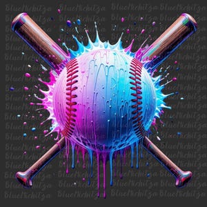 Trendy Neon BASEBALL Drip PNG Camisa de beisebol Home Plate Baseball Mom Sublimação Sorvete Drip Dia do jogo de beisebol colorido Download digital