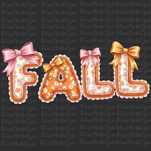 Fall Retro Preppy Boho Floral Fall Autumn Lettering PNG Coquette Fall PNG Floral Font Grandmillennial Pumpkin Season Font Doodle Letters