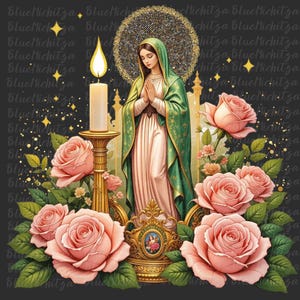 Descarga PNG de Nuestra Señora de Guadalupe Diseño de sublimación Virgen de Guadalupe Descarga digital floral Virgen de México