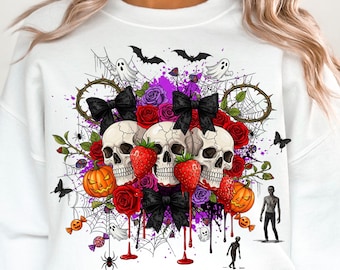 Halloween Skull Bow png, Coquette Bow Halloween png, Halloween png, Skeleton png, Spooky Season png, fall png, horror pumpkin png cherry png