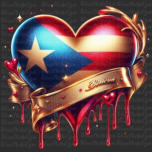 Western leopard gold dripping Puerto Rico hearts png sublimation design download, Puerto Rico flag western hearts sublimate designs download