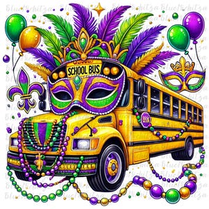 Mardi Gras School Bus Png,Máscara de Mardi Gras PNG, De Volta às Aulas Png,Mardi Gras Png, Mardi Bus png Mardi Beads Louisiana Festival Nova Orleans