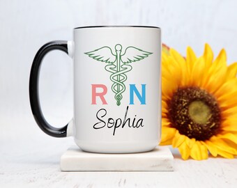 Personalized Nurse Coffee Mug, RN Graduation Gift