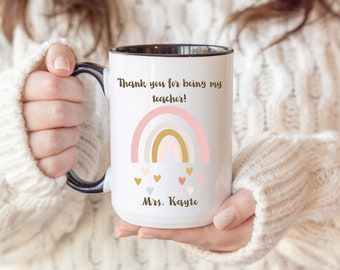 Teacher appreciation gift, Personalized teacher coffee mug, Personalized teacher gift, Teacher thank you gift, Custom name mug for teachers