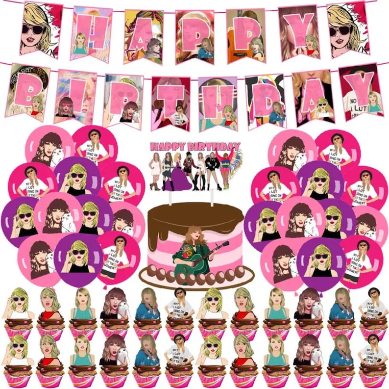 44pc Taylor Swift Birthday Decorations Party Kit Happy Birth-tay
