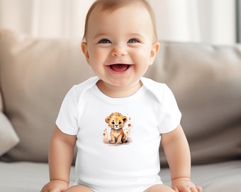 Short Sleeve Bodysuit, Organic Cotton ,Cute Baby Bodysuit, Baby Clothing, Infant Clothing, Baby Boy, Baby Girl, Baby Animals, Lion