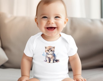 Short Sleeve Bodysuit, Organic Cotton ,Cute Baby Bodysuit, Baby Clothing, Infant Clothing, Baby Boy, Baby Girl, Baby Animals, Scottish Fold