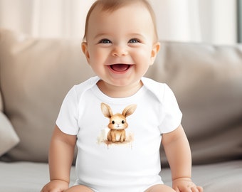 Short Sleeve Bodysuit, Organic Cotton ,Cute Baby Bodysuit, Baby Clothing, Infant Clothing, Baby Boy, Baby Girl, Baby Animals, Bunnie