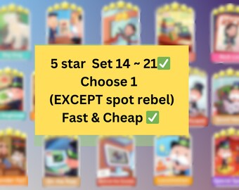 5 star sticker Set 14~ 21 (Choose 1 sticker EXCEPT SPOT REBEL) [Read Description]