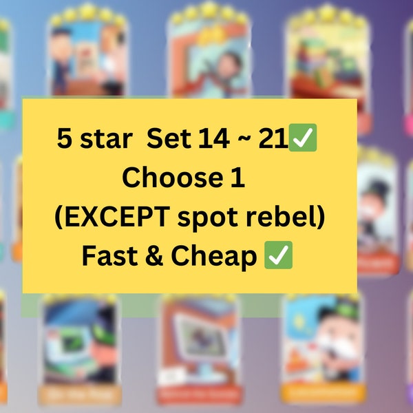 5 star sticker Set 14~ 21 (Choose 1 sticker EXCEPT SPOT REBEL) [Read Description]