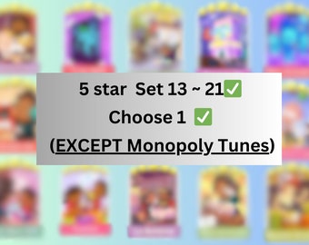 5 star sticker Set 13~ 21 (Choose 1 sticker EXCEPT Mopoly Tunes) [Read Description]