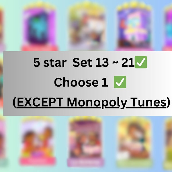 5 star sticker Set 13~ 21 (Choose 1 sticker EXCEPT Mopoly Tunes) [Read Description]