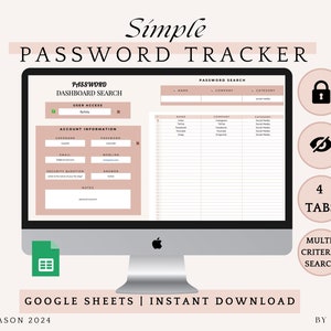 Wachtwoordtracker | Google Spreadsheets | Accountwachtwoordboek | Spreadsheet accountorganisatie | Sjabloon wachtwoordindeling | Digitaal wachtwoord