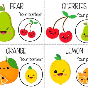 FRUITS ET LÉGUMES Cartes d'appariement des partenaires | Gestion de classe