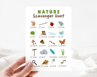 Nature Walk Scavenger Hunt Kids Summer Outdoor Seek and Find Activity Hiking Printable