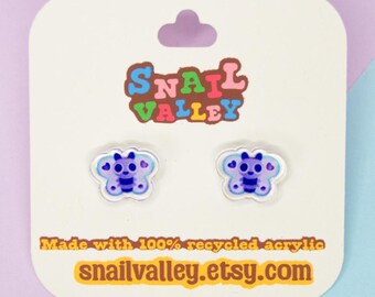 Purple Butterfly Stud Earrings - Recycled Acrylic