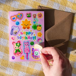 Trinket Birthday Stickercard - Card / Sticker sheet combo! - Cute gift for charm, plush, character, keyring collectors