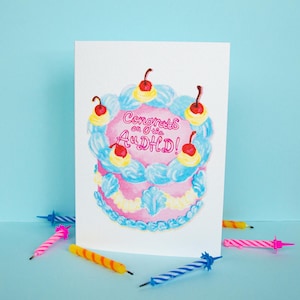 Congrats on the AuDHD Cake Card - A6, Autism & ADHD Late diagnosis gift
