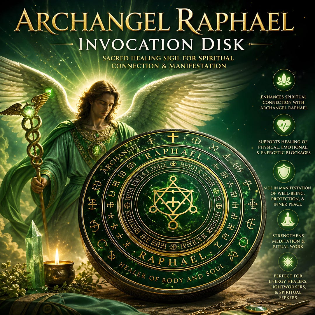 Archangel Raphael Invocation Disk – Sacred Healing Sigil for Spiritual ...