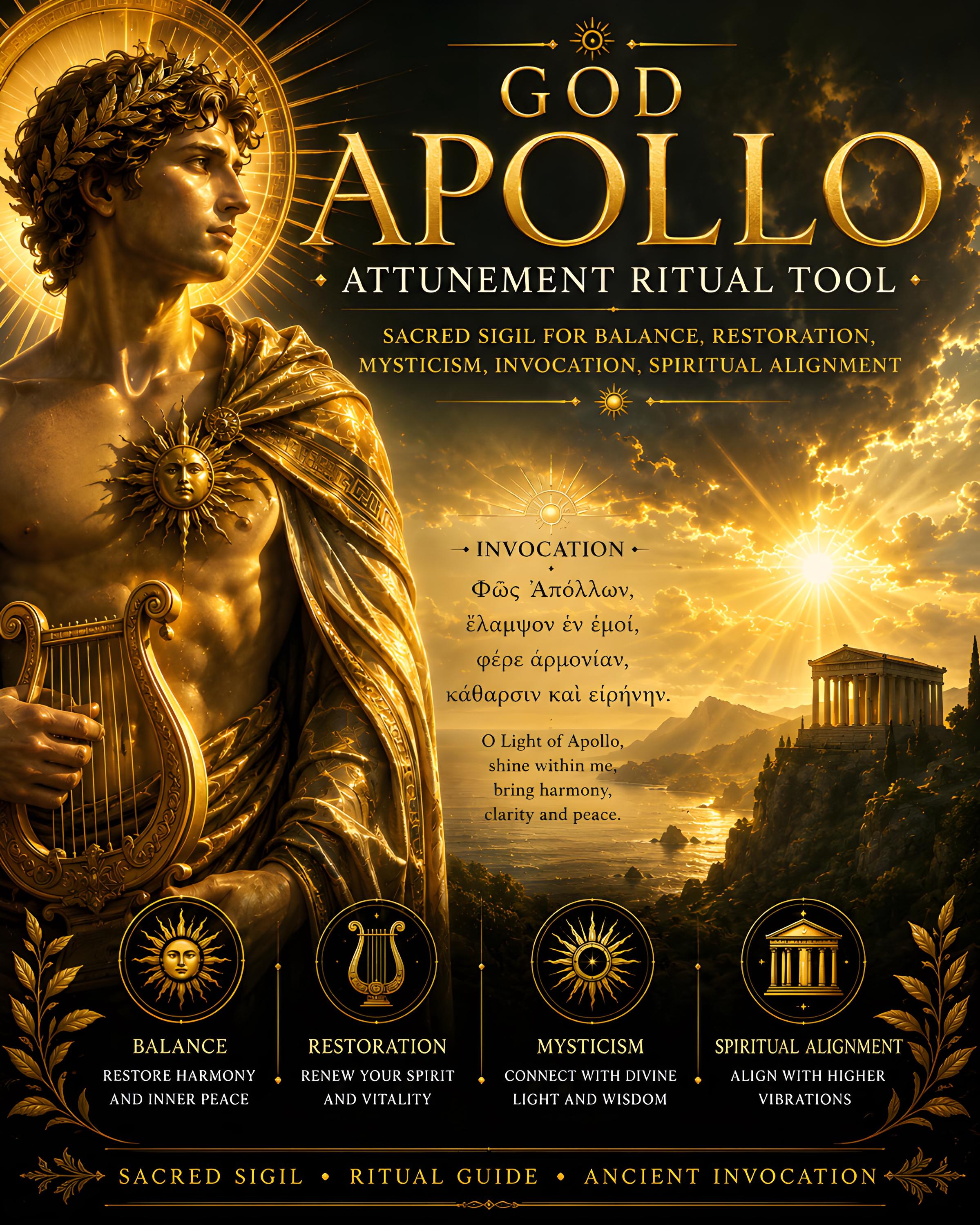 God Apollo Attunement Ritual Tool | Sacred Sigil for Balance ...