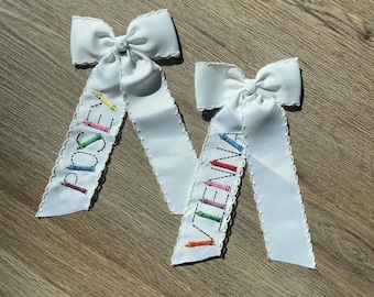 Embroidered back to school bow