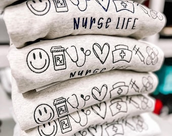 Nurse life embroidered sweater