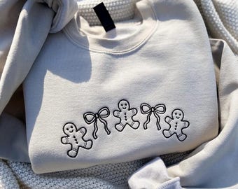 Embroidered gingerbread sweatshirt