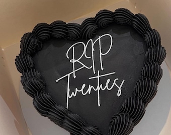 RIP Twenties Cake Charm, Personalised Cake Name Charm, Custom Glitter Mirror Cake Charm, Happy Birthday Cake Charm Toppers