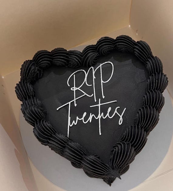 RIP Twenties Cake Charm, Personalised Cake Name Charm, Custom Glitter Mirror Cake Charm, Happy Birthday Cake Charm Toppers