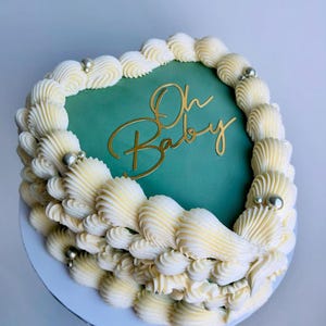 Oh Baby Shower Name charm, personalised custom cake charm, baby shower cake topper charm, Glitter Mirror Cake Charm
