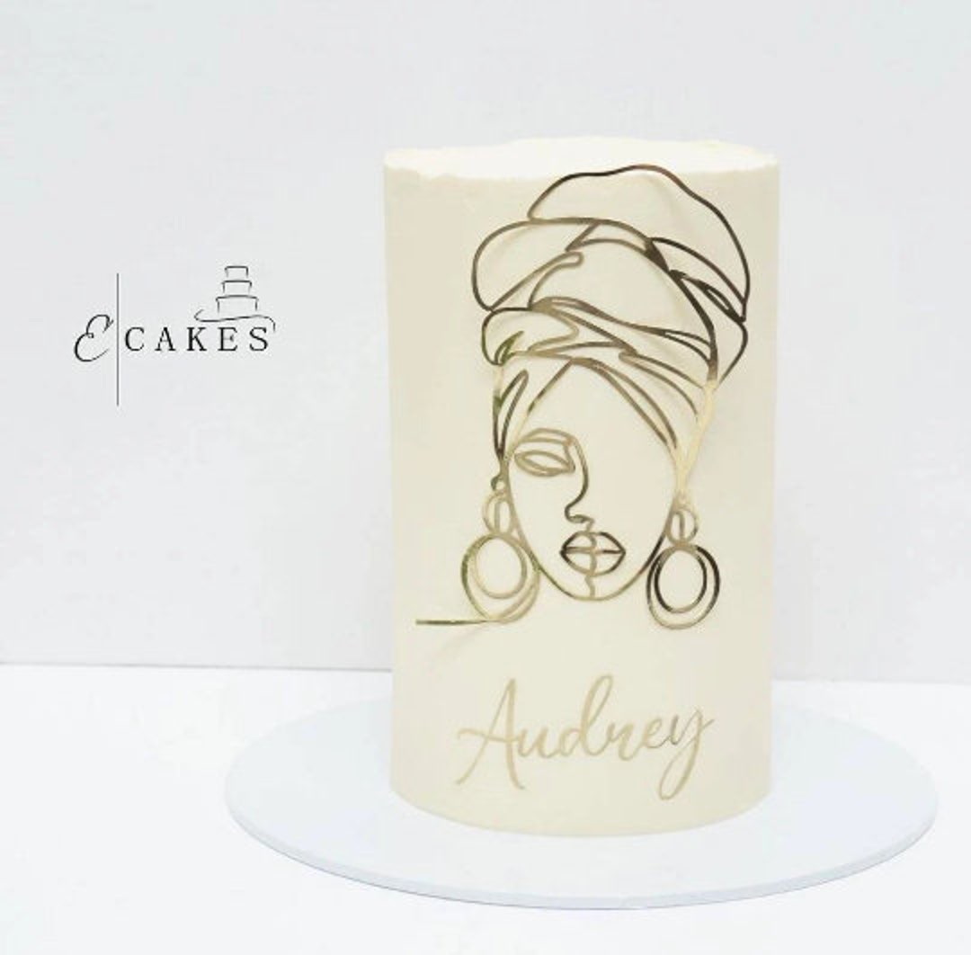 Line Character Topper Line Art Face Cake Topper Charm Name Set, Abstract Line Art Cake Topper ...