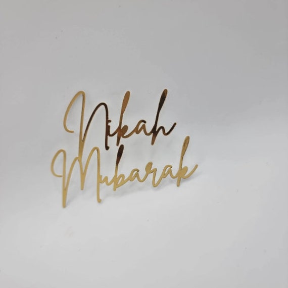 Nikah Mubarak Cake Name Charm, Nikah Glitter Mirror Cake Charm, Nikah Wedding Cake Charm Toppers