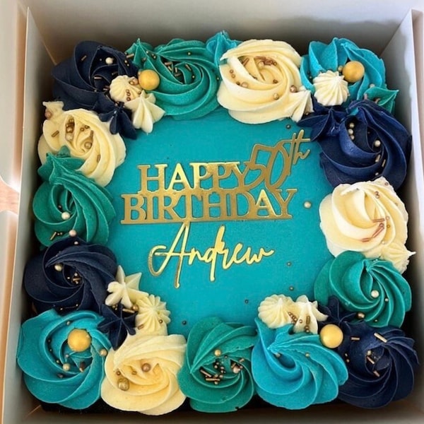 Personalised Cake Name Charm, Custom Glitter Mirror Cake Charm, Happy Birthday Cake Charm Toppers