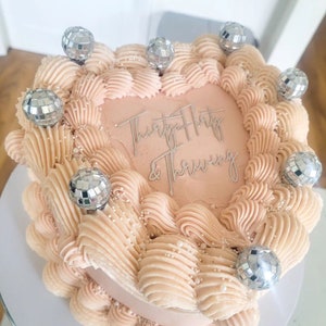 Thirty Flirty and Thriving Cake Charm, Personalised Cake Name Charm, Custom Glitter Mirror Cake Charm, Happy Birthday Cake Charm Toppers