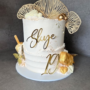 Personalised Cake Name Age Charm Topper, Custom Glitter Mirror Cake Charm, Happy Birthday Name Cake Charm Toppers
