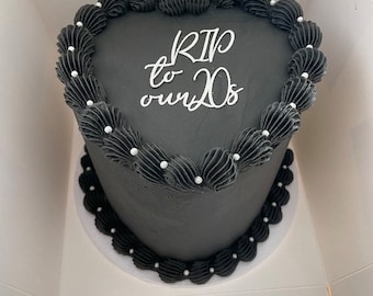 RIP to our 20s Cake Charm, Personalised Cake Name Charm, Custom Glitter Mirror Cake Charm, Happy Birthday Cake Charm Toppers