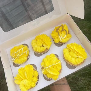 Topper per cupcake di buon compleanno personalizzati, topper per cupcake con nome dell'età, topper glitterato, topper personalizzati