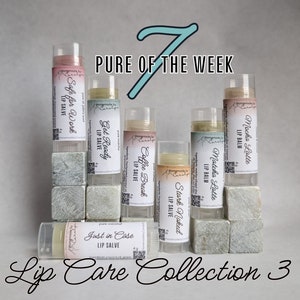 Lip Care Collection 3 Lip Balm Lip Salve All Natural Variety Pack Discovery Set with no added flavors or scents