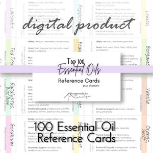 100 Essential Oil Reference Cards ~ Digital Download