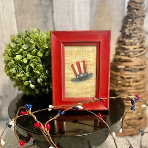 Summer Tier Tray Patriotic Mini Framed Art, 4th Of July Decorating, Farmhouse Americana Kitchen Tiered Tray Decor, Rustic July 4th Decor