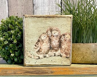 Owl Tiered Tray Decorating, Fall Home Decore, Gift For Owl Lovers, Owl Family Canvas For Home Decorating, Winter Farmhouse Decorator Gift