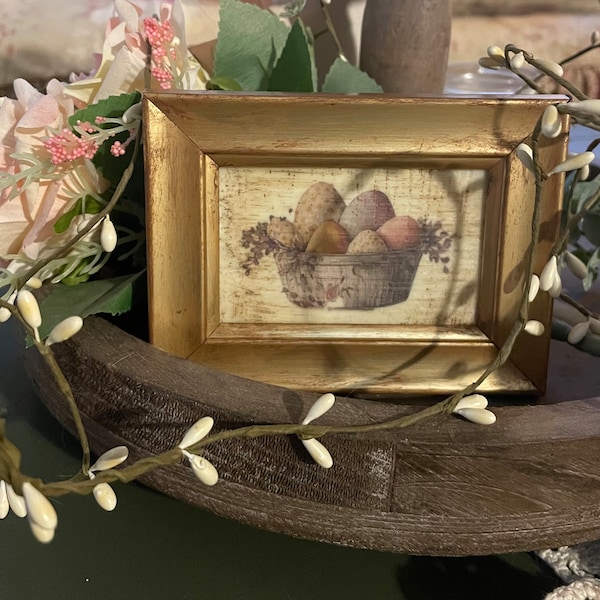Vintage Easter Spring Tiered Tray Decorations, Mini Gold Frame Art For Kitchen Tray  Farmhouse Decorator Gifts, Cottage Easter Decore