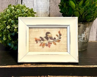 Vintage Chickadee On Autumn Branch Beeswax Framed Art, Shabby Chic Fall Bird Tray Decor, Rustic Farmhouse Fall Bird, Cottage Bird Lover Gift