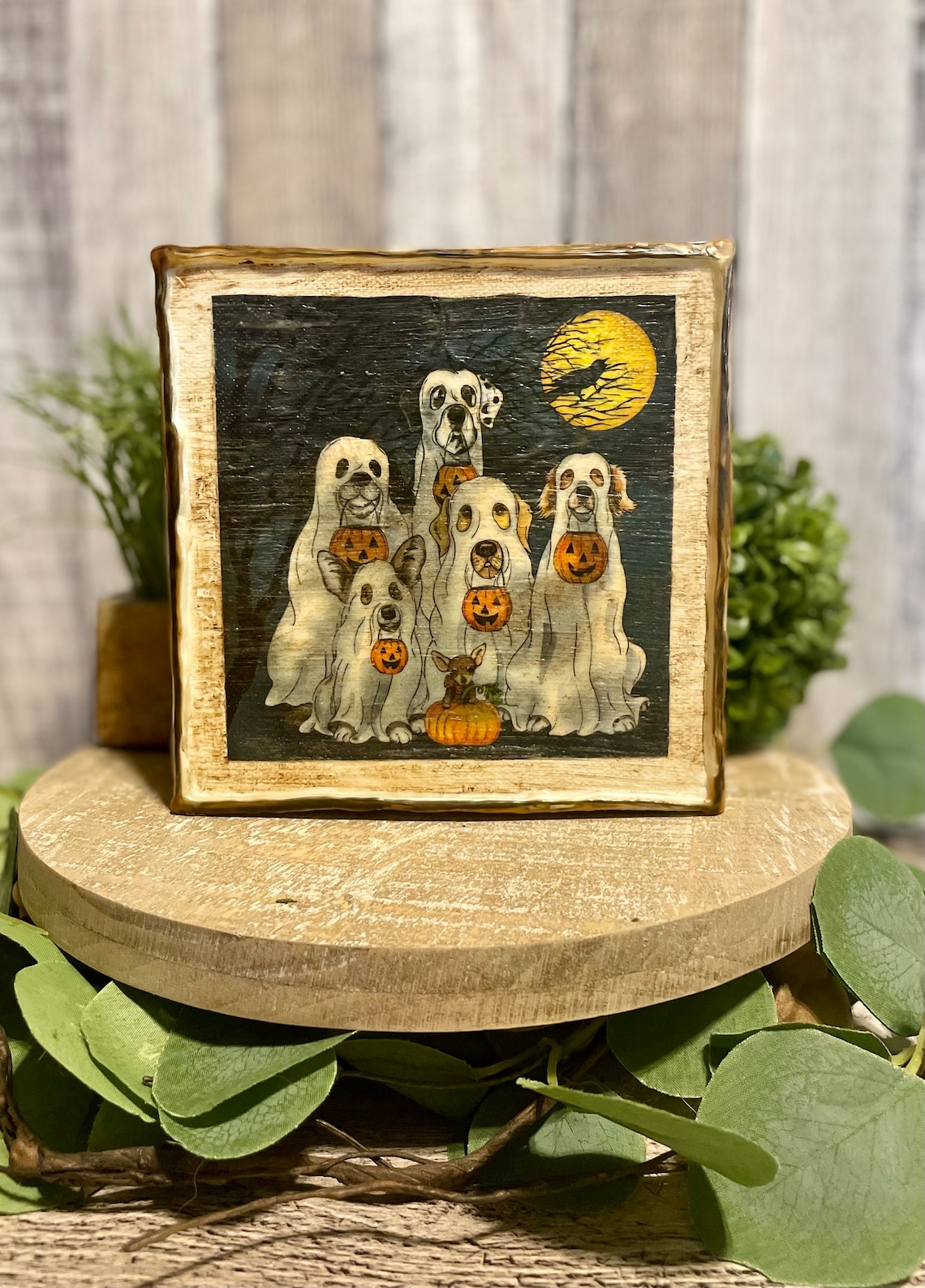 Halloween Handmade Vintage Style Canvas.